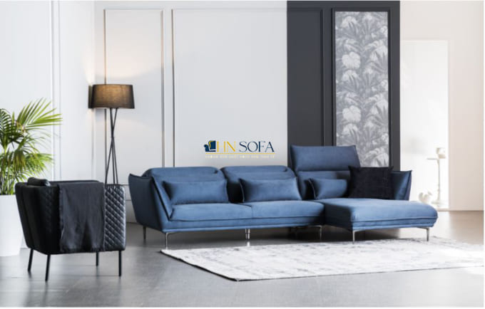 Mẫu sofa góc hiện đại được bọc nỉ cao cấp mã HNSN12