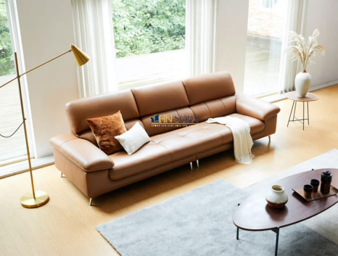 Mẫu sofa sử dụng da Carola mã HNS55 được đóng tại xưởng Hnsofa