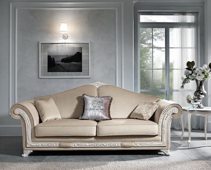 Mẫu ghế sofa văng Tân Cổ Điển phù hợp với không gian phòng khách rộng